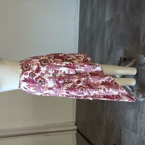 New Lini Megan Floral Asymmetrical Midi Skirt White Red S resort boho chic